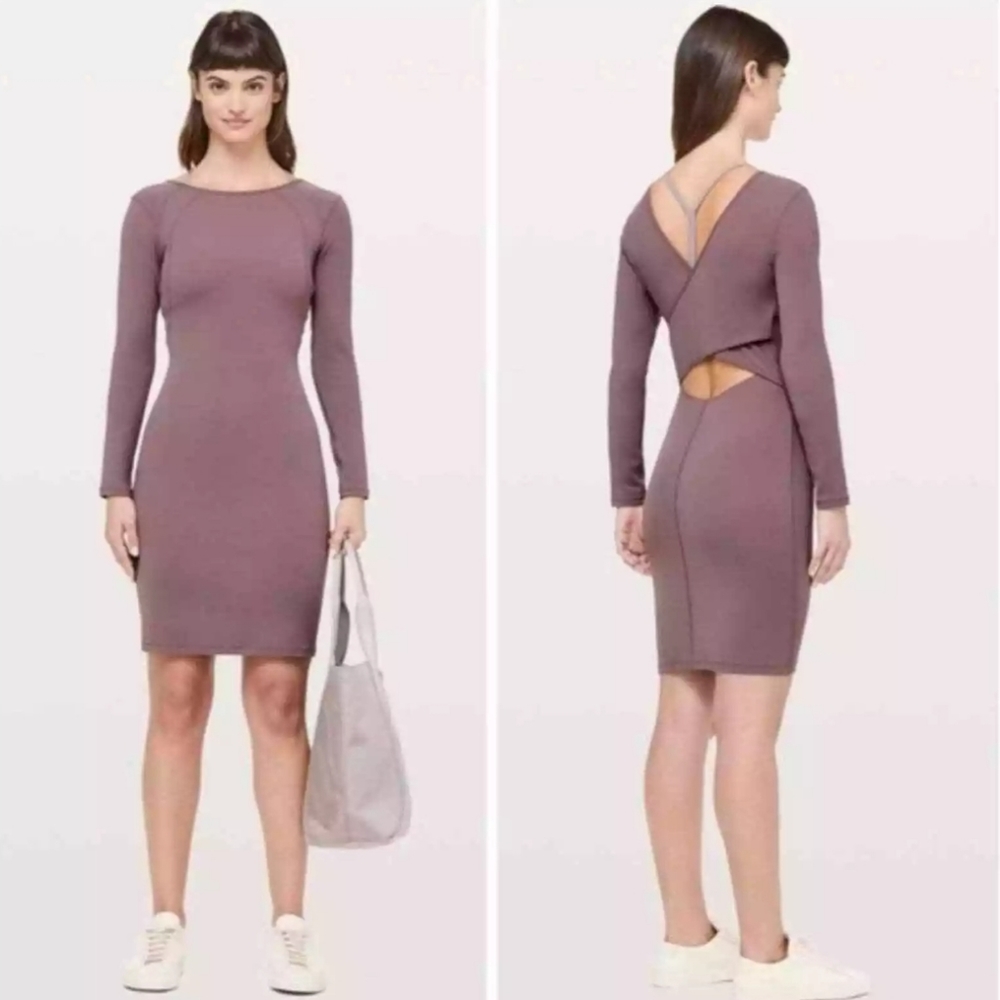 Lululemon contour dress Nulu antique bark Pink New size 8